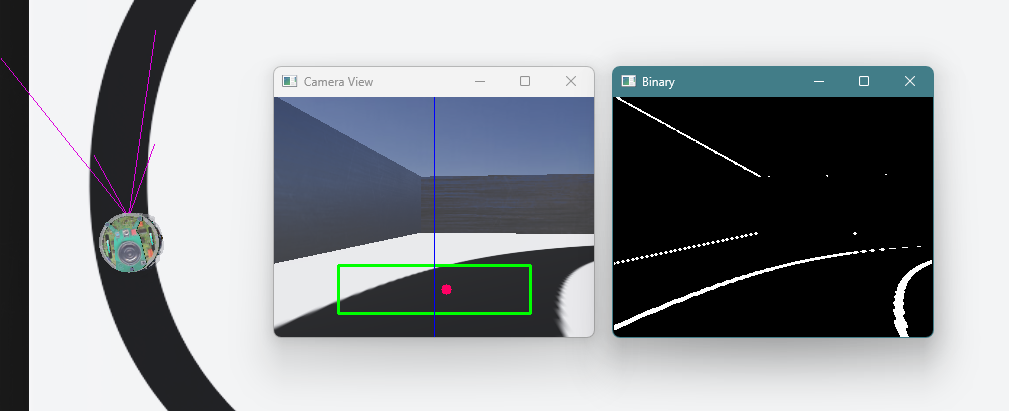 Webots screenshot with e-puck and camera images