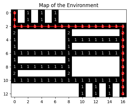 Map and planned path