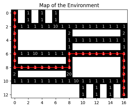 Map and planned path